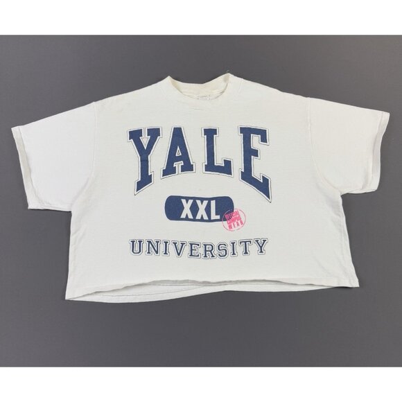 Vintage 90s YALE University XXL Womens Crop Top Shirt XL Fit NCAA Female - Picture 1 of 9